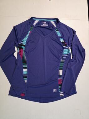 Fila Women's Sport Purple Long Sleeve Neck Pullover Shirt Size Medium